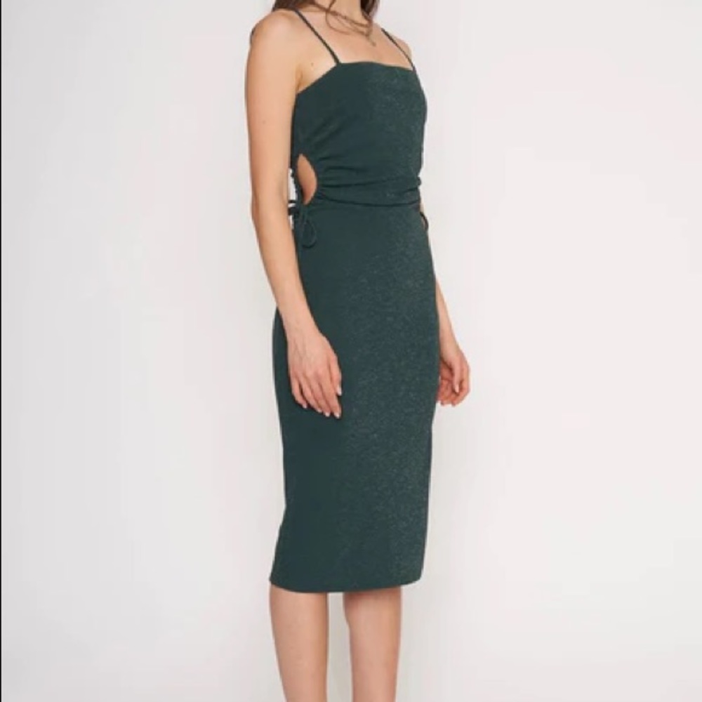 4Si3nna Tilly midi gress. Green with silver sparkles, size Medium